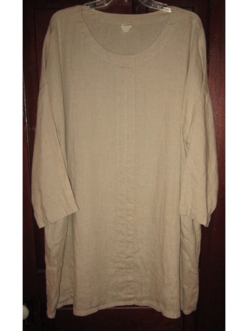 Linenbee One Size 100% Linen Shift Tunic Dress Oversized Popover Pockets Light